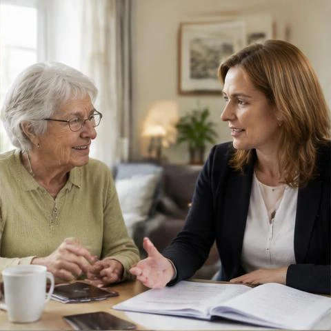 Seniorin im Beratungsgespräch